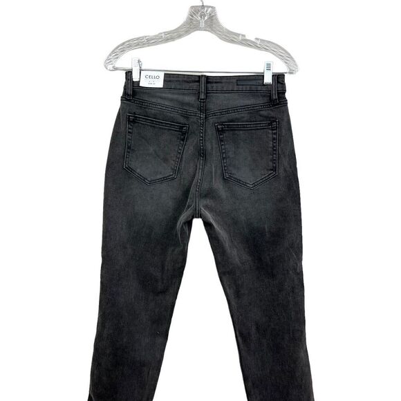 Cello Jeans Skinny Stretch Distressed Destroyed High Rise Zip Black Women Sz 3 - Picture 6 of 7